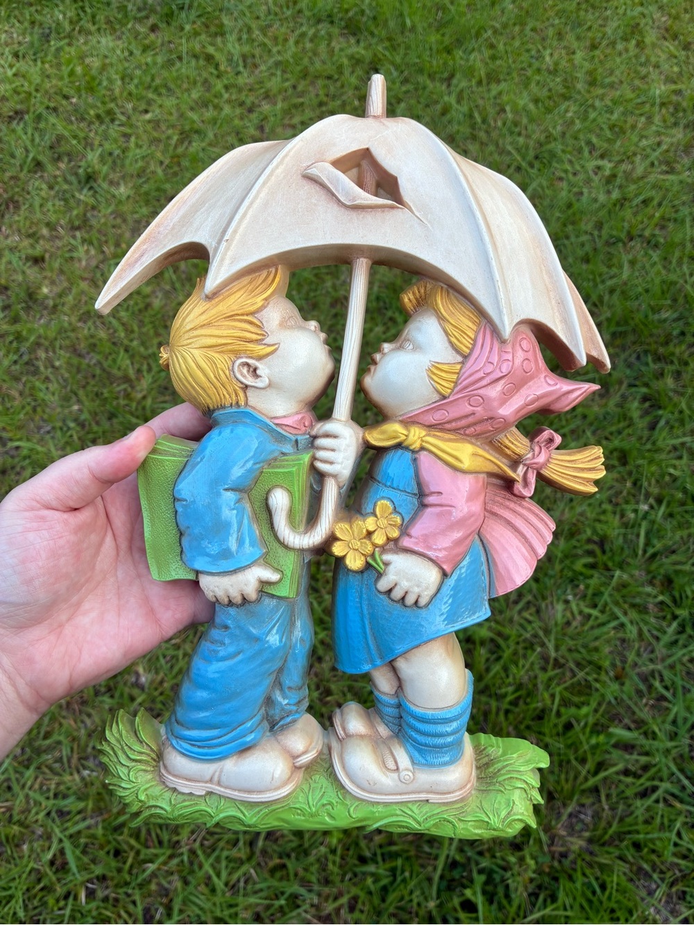Vintage 1977 Homco Boy Girl Umbrella Wall Plaque
